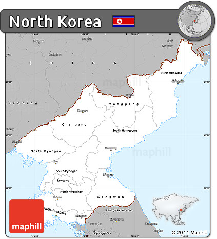 Gray Simple Map of North Korea
