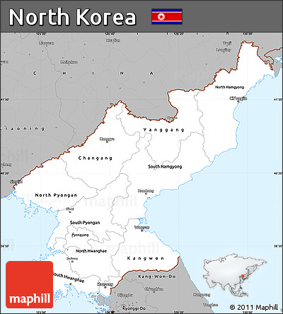 Gray Simple Map of North Korea
