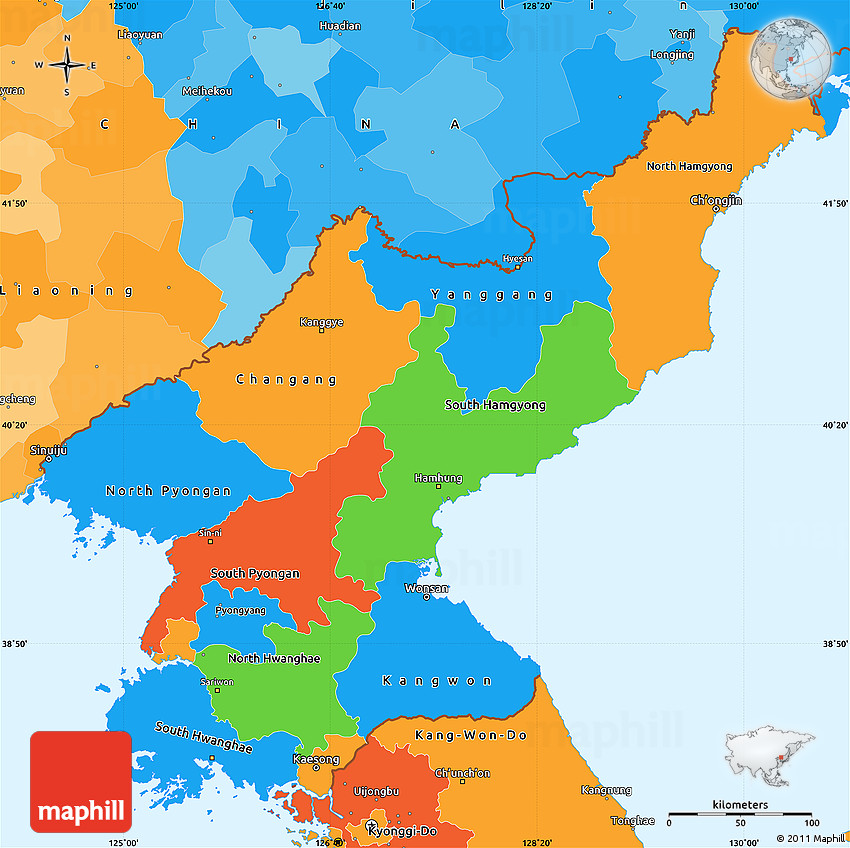 North Korea Political Map Political Simple Map Of North Korea