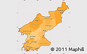 Political Shades Simple Map of North Korea, cropped outside
