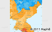 Political Shades Simple Map of North Korea, political outside