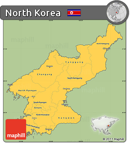 Savanna Style Simple Map of North Korea, cropped outside