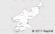 Silver Style Simple Map of North Korea, cropped outside