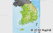 Physical 3D Map of South Korea, darken, desaturated, land only
