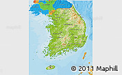 Physical 3D Map of South Korea, political outside