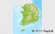 Physical 3D Map of South Korea, single color outside, bathymetry sea