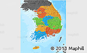 Political 3D Map of South Korea, darken, desaturated, land only