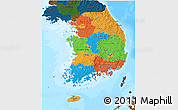 Political 3D Map of South Korea, darken, land only