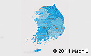 Political Shades 3D Map of South Korea, cropped outside