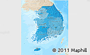 Political Shades 3D Map of South Korea, lighten, land only