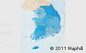 Political Shades 3D Map of South Korea, lighten