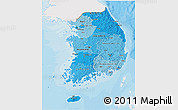 Political Shades 3D Map of South Korea, single color outside