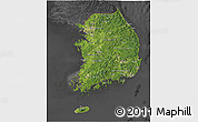 Satellite 3D Map of South Korea, darken, desaturated