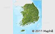 Satellite 3D Map of South Korea, single color outside, bathymetry sea