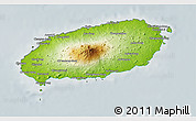 Physical 3D Map of Cheju-Do, semi-desaturated