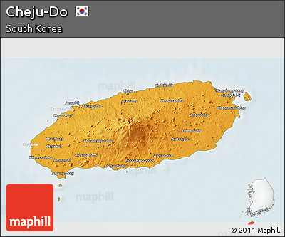 Political 3D Map of Cheju-Do, lighten