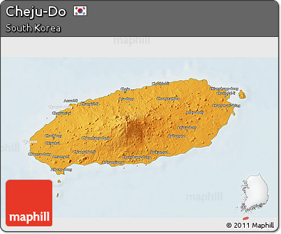 Political 3D Map of Cheju-Do, lighten
