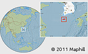 Savanna Style Location Map of Cheju-Do, highlighted country, hill shading