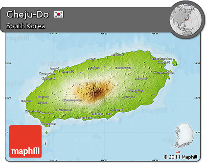 Physical Map of Cheju-Do, political outside