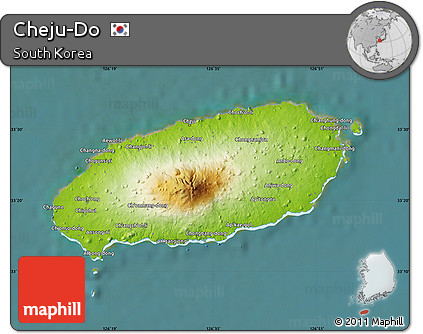Physical Map of Cheju-Do, satellite outside