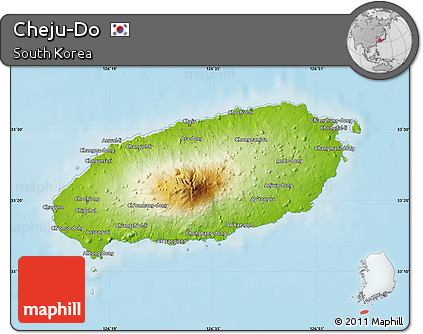 Physical Map of Cheju-Do, shaded relief outside