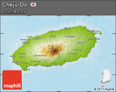 Physical Map of Cheju-Do, shaded relief outside
