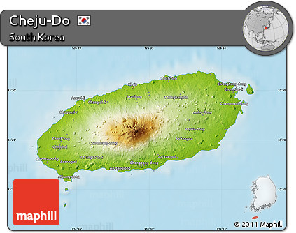 Physical Map of Cheju-Do, single color outside