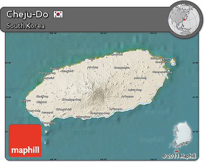 Shaded Relief Map of Cheju-Do, satellite outside