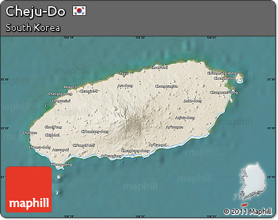 Shaded Relief Map of Cheju-Do, satellite outside