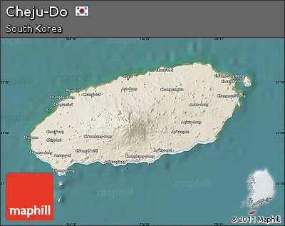 Shaded Relief Map of Cheju-Do, satellite outside