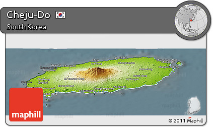 Physical Panoramic Map of Cheju-Do, darken