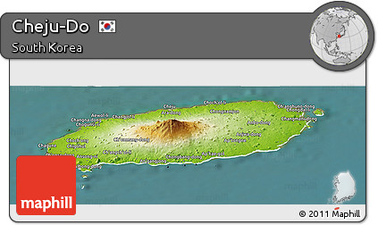 Physical Panoramic Map of Cheju-Do, satellite outside
