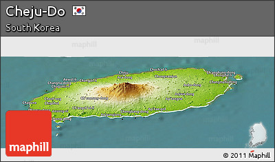 Physical Panoramic Map of Cheju-Do, satellite outside