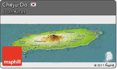 Physical Panoramic Map of Cheju-Do, satellite outside