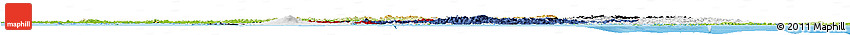 Flag Horizon Map of South Korea, physical outside, bathymetry sea, flag aligned to the middle