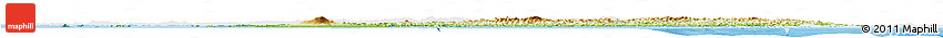 Physical Horizon Map of South Korea, single color outside, bathymetry sea, shaded relief sea