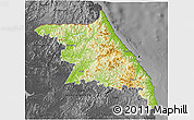 Physical 3D Map of Kang-Won-Do, darken, desaturated