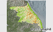 Physical 3D Map of Kang-Won-Do, darken, semi-desaturated