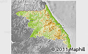 Physical 3D Map of Kang-Won-Do, desaturated