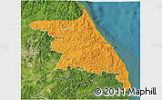 Political 3D Map of Kang-Won-Do, satellite outside