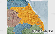 Political 3D Map of Kang-Won-Do, semi-desaturated