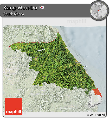 Satellite 3D Map of Kang-Won-Do, lighten