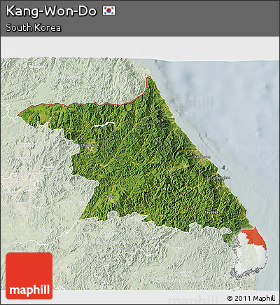 Satellite 3D Map of Kang-Won-Do, lighten
