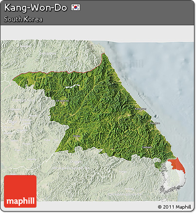 Satellite 3D Map of Kang-Won-Do, lighten