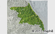 Satellite 3D Map of Kang-Won-Do, lighten, semi-desaturated