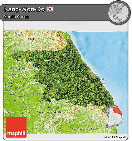 Satellite 3D Map of Kang-Won-Do, physical outside