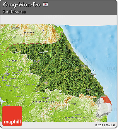 Satellite 3D Map of Kang-Won-Do, physical outside
