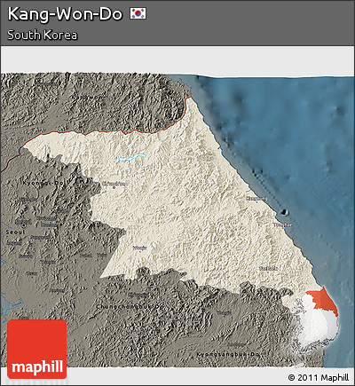 Shaded Relief 3D Map of Kang-Won-Do, darken