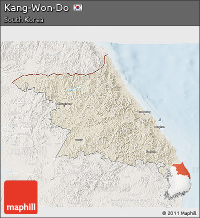 Shaded Relief 3D Map of Kang-Won-Do, lighten