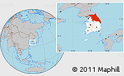 Gray Location Map of Kang-Won-Do, highlighted country, within the entire country